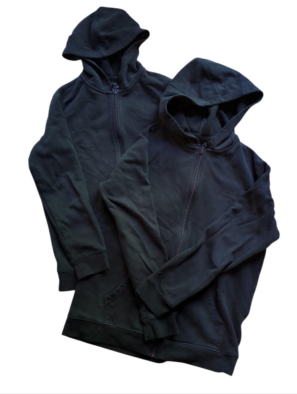 2 Cat & Jack Fleece Zip Hoodie Sweatshirts, XL 14, Basic Black, Cotton, Bundle